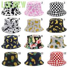 New Fashion Reversible Black White Cow Pattern Bucket Hats Fisherman Caps For Women Gorras 2021 Summer 2024 - buy cheap