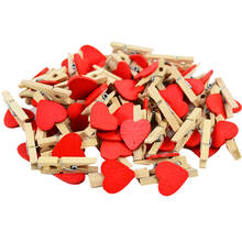 50pcs Mini Romiantic Red Love Heart Shape Wood Clips Handicrafts Clothes Photo Paper Peg Pin Craft Postcard Clips Wedding Decor 2024 - buy cheap