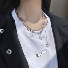 Korean Necklace Fashion Jewelry Chain Smiley Statement Necklace Double Clavicle Chain Sweater Necklace Women Wholesale 2024 - buy cheap