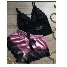Sexy Pajamas for Women Plus Size Lace Summer Sleepwear Satin Sleep Tops Lingerie Dropship Women‘s Pijama Shorts Sets Two Piece 2024 - buy cheap