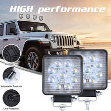 Barra de luz led para veículo, farol brilhante de 27w, 12v, 24v, led para jeep atv, uázio, suv 4wd, 4x4, caminhão, trator, luz off-road 2024 - compre barato