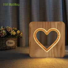 Wood Heart-shaped LED Night light Bedroom Decor USB Plug Night lamp Holiday Gift Computer Beside  Lamp Customizable Atmosphere 2024 - buy cheap