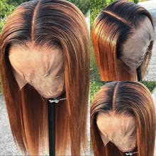 Pelucas de cabello humano de Color ombré 1B/30, pelo liso 180% T, parte de encaje, brasileño, Remy, prearrancado, marrón, encaje frontal 2024 - compra barato