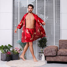 Халат, костюм, мужской шелковый халат с драконом, очень большой, 5XL, халат с драконами, Мужской Атласный халат, шелковое кимоно, мужское кимоно, masculino 2024 - купить недорого