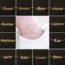 Old English Letter Zodiac Charm Anklet Bracelets Vintage 12 Constellation Ankle Bracelet for Women Girls Birthday Best Gift 2024 - buy cheap