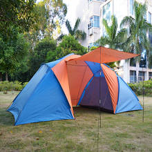 Tenda de camping para 3 a 4 pessoas, camada dupla de quarto, 410x220x180cm, oxford, à prova d'água, grande família, turista, festa, caminhada 2024 - compre barato