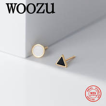 WOOZU Genuine 925 Sterling Silver Minimalist Geometric Triangle Round Stud Earrings for Women Fashion Office Teen Jewelry Gift 2024 - buy cheap