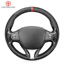 LQTENLEO Black Suede Hand-stitched Car Steering Wheel Cover For Renault Clio 2013 2014 2015 2016 Captur 2013-2017 2024 - buy cheap