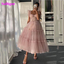 SoDigne Blush Pink A Line Short Prom Dresses Tierd Ruffled Tull Princess Tea Length Homecoming Dress Wedding Party Gown 2024 - buy cheap