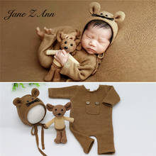 Jane Z Ann  Newborn Photography Clothing Baby Soft Knitted Bodysuit + Hat + Doll Mouse Three-Piece Suit 2024 - buy cheap