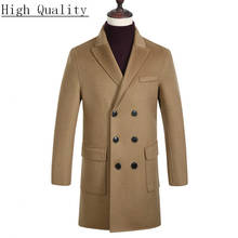 Новинка, двухстороннее шерстяное пальто, мужское двубортное кашемировое длинное пальто, мужское пальто, Peacoat, мужская куртка Erkek mon 209 KJ1471 2024 - купить недорого