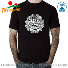Tatooine Ganesh Mandala design T-shirt for male llustration of Indian Elephant God T shirts men Hindu Ganesh Tee shirt camisetas 2024 - buy cheap