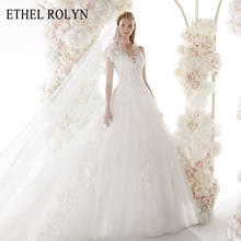 Ethel rolyn ilusão voltar princesa vestido de casamento 2022 romântico apliques vestidos de noiva a linha vestidos de casamento vestido de noiva 2024 - compre barato