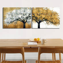 Pintura en lienzo de árbol blanco dorado abstracto, impresiones y carteles, Cuadros modernos, imágenes artísticas de pared para decoración del hogar y sala de estar 2024 - compra barato