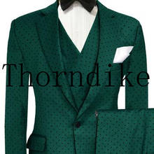 Ternos masculinos de ponto verde escuro, feitos sob encomenda, 3 peças (jaqueta + calça + colete), casamento casual, noivo, terno personalizado para casamento 2024 - compre barato