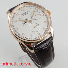 Corg17 42mm ouro rosê relógio de pulso masculino, automático para homens, reserva de energia, pulseira de couro, indicador de data, movimento st 1780 2024 - compre barato