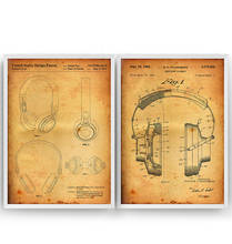 Vintage Headphones Set Of 2 Patents Music Room DJ Blueprint Poster Canvas Painting Print Wall Décor Living Home Art 2024 - buy cheap