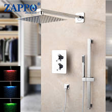 ZAPPO-Juego de grifos de ducha dorados de montaje en pared, ducha LED de lluvia ultrafina, grifo mezclador de agua fría y caliente, Kit de ducha dorado para Baño 2024 - compra barato