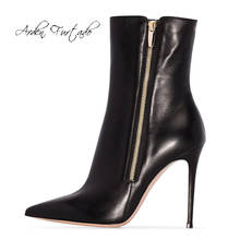 Arden Furtado Fashion Women's Shoes Winter Pointed Toe Stilettos Heels Zipper Leather Mature Sexy Elegant Ladies Boots big size 2024 - buy cheap