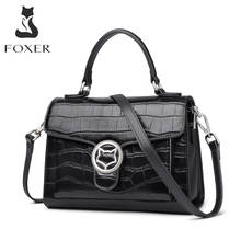 Foxer designer bolsa de couro de vaca das mulheres do vintage crocodilo padrão senhora bolsa ombro commute marca feminina crossbody saco 2024 - compre barato