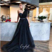 Vestido noturno longo, preto, requintado, com contas, tule, vestido de festa de casamento, baile 2024 - compre barato