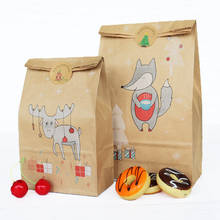 12PCS/Lot Kraft Paper Baking Packaging Bag Christmas Candy Snack Paper Bag Gift Bag Christmas Party Favors Cookie Bags 2024 - buy cheap