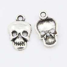 200pcs Tibetan Style Alloy Halloween Skull Pendants for necklace jewelry making 16x10x2.5mm, Hole: 2mm 2024 - buy cheap