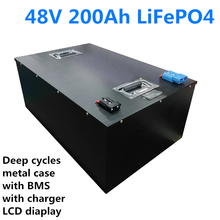 Gtk bateria de lítio de alta capacidade display lcd 48v 200ah lifepo4 bateria para sistema solar bateria com bms + 10a carregador 2024 - compre barato