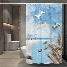 Plant Landscape Sea Birds Patterns Designer Bath Shower Curtain Waterproof Polyester For Bathroom Bathtub Home Hotel Room Decor 2024 - buy cheap
