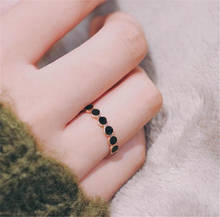 Yun ruo 2020 anel de esmalte preto, cores ouro rosa, joias de aço de titânio 316 l, presente de aniversário para mulheres, envio direto 2024 - compre barato