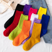 Hot Sale Simple Womens Colorful Solid Socks Girls Candy Color Fashion Socks Spring And Autumn 100% Cotton Socks Famale Socks 2024 - buy cheap