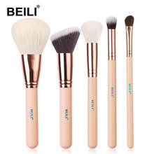 BEILI Rose Golden 5pcs Pink Makeup Brushes Set Powder Contour Concealer Foundation Blush Eye Shadow Make up  Brush Tools 2024 - buy cheap