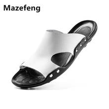 Mazefeng 2019 New Summer Rivet PU Leather Slippers Men High Quality Beach Slippers Fashion Man Casual Shoes Antiskid Flip Flops 2024 - buy cheap