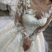 Vintage Long Sleeve Wedding Dresses Lace 2020 Flowers Vestido de Noivas Ball Gown Wedding Gowns Corset Back Mariage Women 2024 - buy cheap