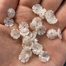 3 piezas Carven-Cuentas de pétalos de Material Natural 3D puro, flor de concha Blanca, para collar hecho a mano, fabricación de joyas DIY 2024 - compra barato