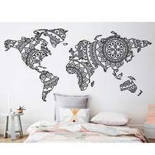 Mandala World-adhesivo con diseño de mapa para pared, decoración para el hogar, estudio, calcomanía de pared extraíble, mural artístico de Yoga, Póster Artístico, M178 2024 - compra barato