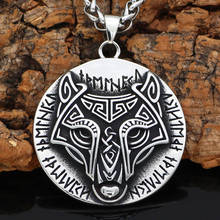 Noridc Viking Wolf Rune Stainless Steel Necklace For Men With Valknut Gift Bag 2024 - buy cheap