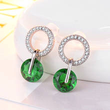 Korean cute geometric round ladies small earrings colored cubic AAA zirconia ball wedding earring jewelry gift 2024 - buy cheap