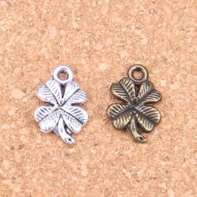 152 Uds. Amuletos trébol de cuatro hojas irlandés de la suerte 17mm colgantes chapados en plata antiguo DIY collar de la pulsera 2024 - compra barato