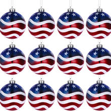 Bola suspensa de 6cm, decoração do dia dos estados unidos, patriótico, pintada, bandeira americana, bola de natal, independência 2024 - compre barato