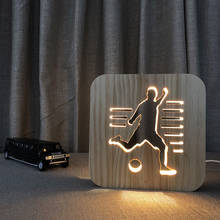3D светодиодный ночсветильник для баскетбола/футбола, креативная Настольная лампа с резьбой по дереву, с USB разъемом, теплый белый, домашний декор, настольная лампа 2024 - купить недорого