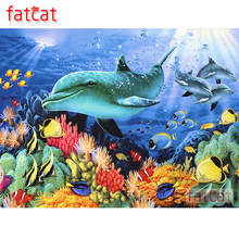 FATCAT dolphin shark animals 5d diy diamond painting kits full square round drill diamond embroidery sale wall decoration AE3021 2024 - buy cheap