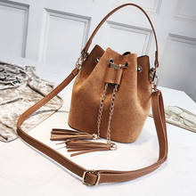 2020 new Messenger Bag Handbag Frosted Suede Bucket Bag Storage Bag Small Tassel Pu Leather Lady Shoulder Crossbody Bag Bolsos 2024 - buy cheap