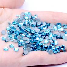 Aquamarine hotfix strass strass para unhas ss6-ss30 e tamanhos misturados cola suportando ferro em diamantes de cristal diy jóias fazendo 2024 - compre barato