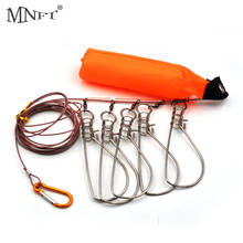 MNFT 1Set 5 Snaps Stainless Steel Fishing Stringer Live Fish Lock Steel Ropes Large Fish Lock with Float and Plastic Handle 2024 - buy cheap