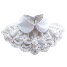 New Women Pearl Bead Rhinestone Cotton Chiffon Ruffles Fake Collar Embroidery Cartoon Flower False Detachable Collar Blouse Tops 2024 - buy cheap
