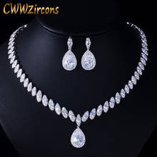 CWWZircons High Quality Cubic Zirconia Wedding Necklace and Earrings Luxury Crystal Bridal Jewelry Sets for Bridesmaids T109 2024 - buy cheap