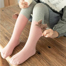 Tights For Girls Clothes Baby Pantyhose Bowknot  Infant Toddler Kid Ribbed Stockings Cotton Children's Tights 2021 Spring Autumn 2024 - buy cheap
