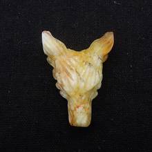 Hot Sale Natural Stone Yellow Opal Carved Animal Wolf Head Pendant Bead 41x31x13mm 11g Handmade Boy Fashion Pendant DIY Jewelry 2024 - buy cheap