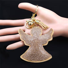2021 Fashion Angel Yellow Crystal Bag Accessories for Women Silver Color Tassel Pendant Key Jewelry porte clef femme K2508S01 2024 - buy cheap